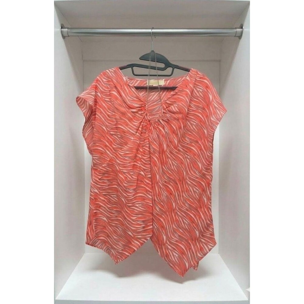 Michael Kors Coral Zebra Print Sharkbite Top